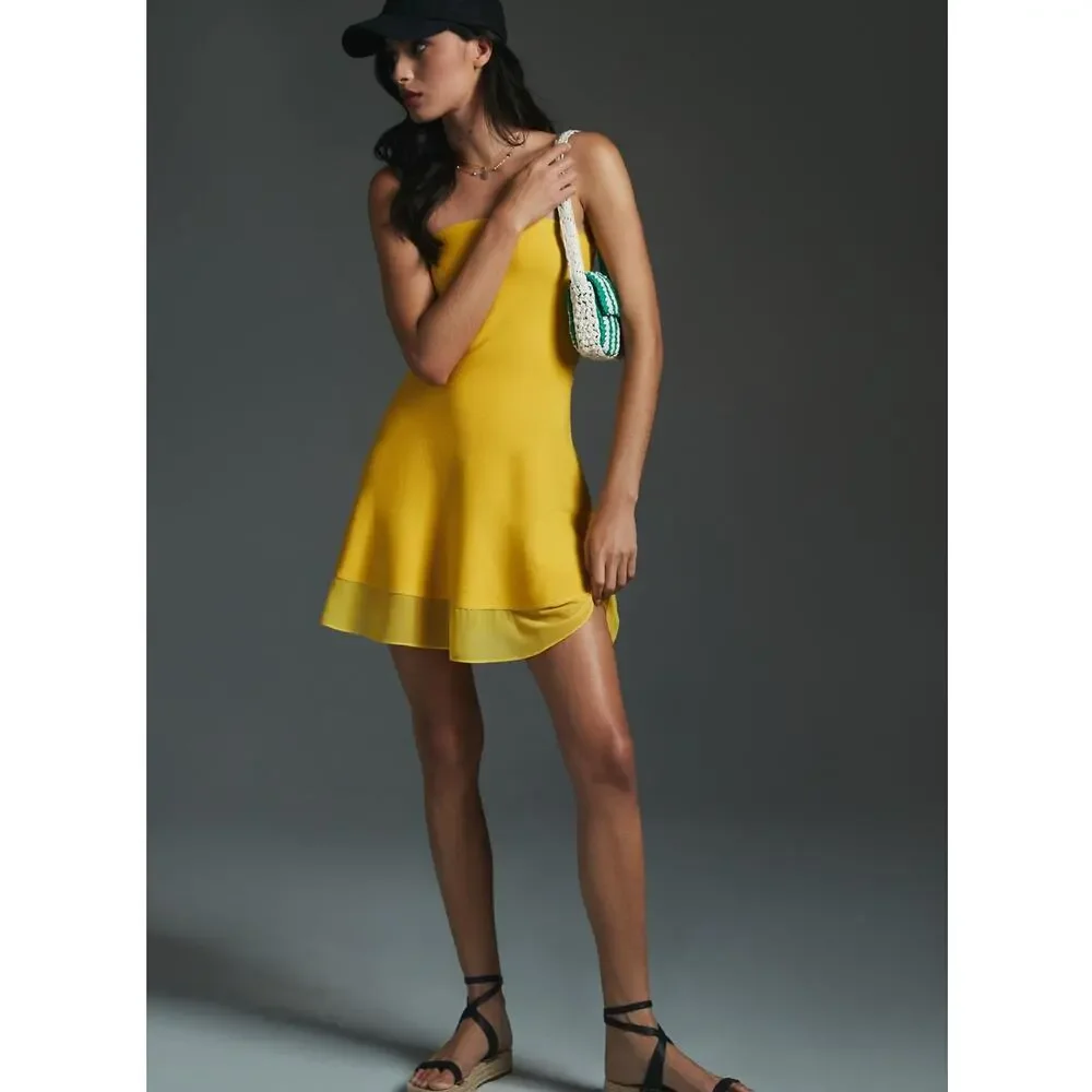 NWT Anthropologie Strapless Yellow Mini Dress - Size Medium - Picture 2 of 5